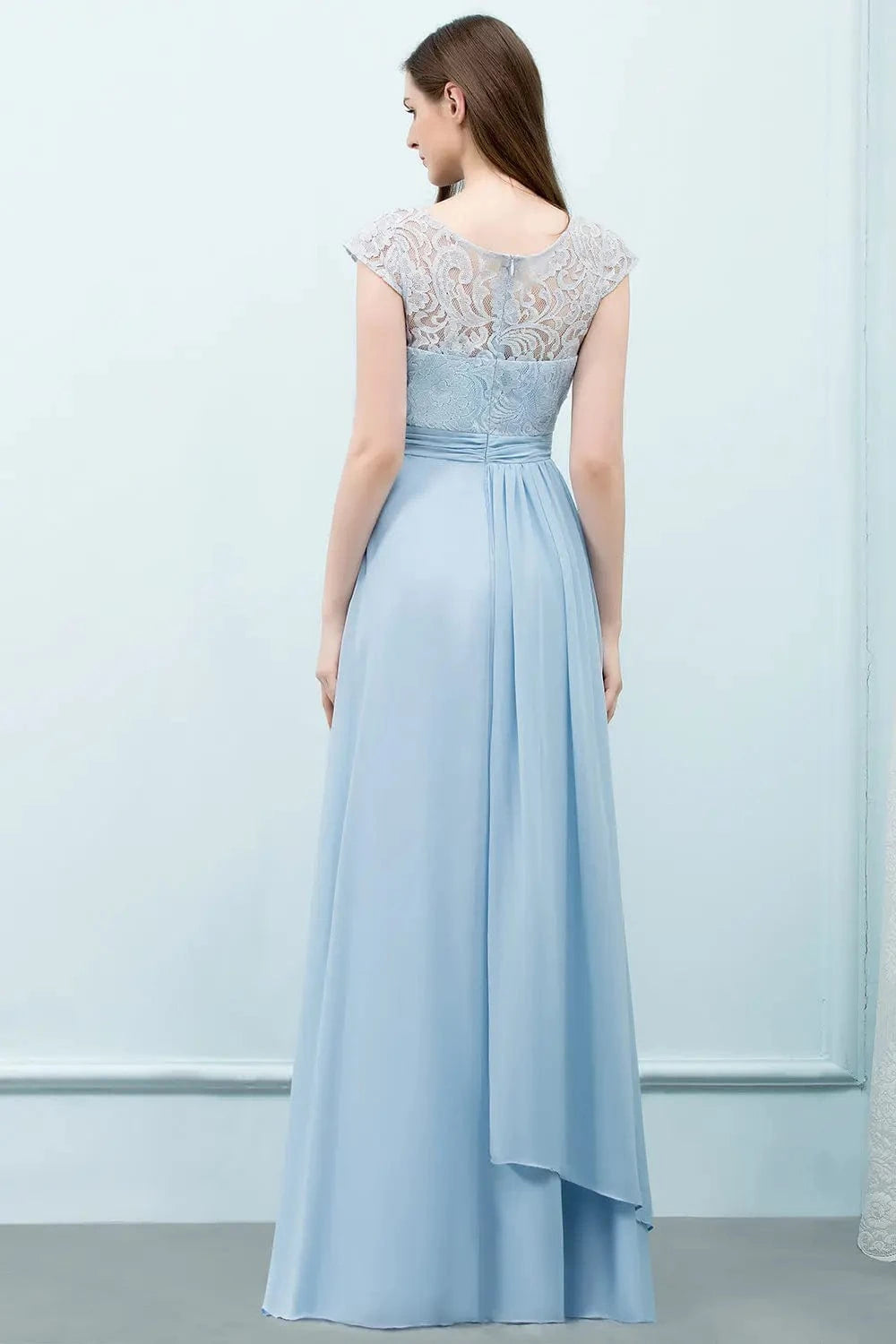 robe demoiselle d'honneur longue fluide bohème mariage invité rose poudré sans manches trapèze