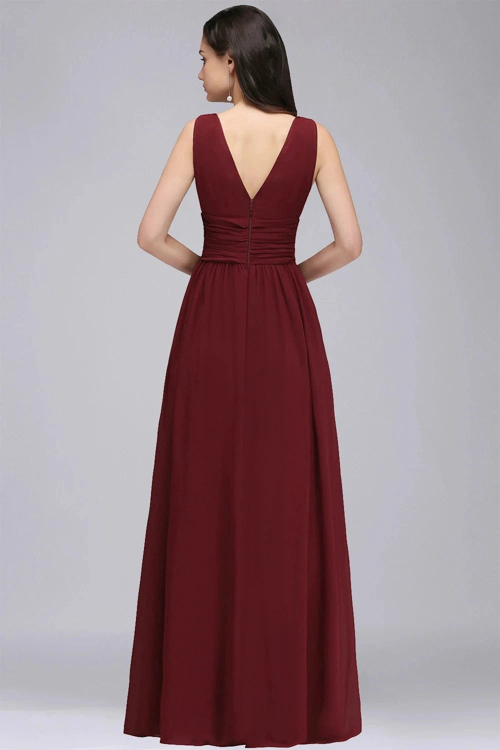 robe demoiselle d'honneur longue sans manches chic pour mariage été fluide et élégante
