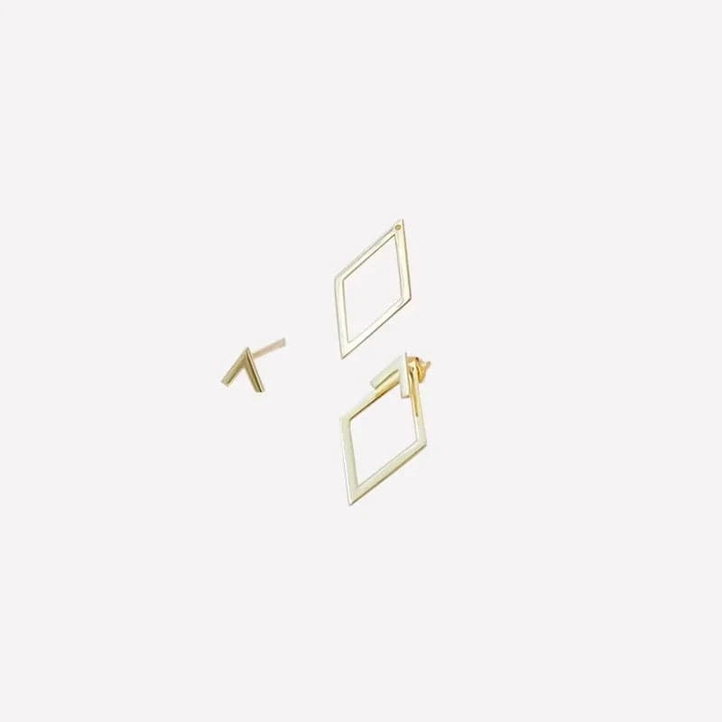 boucles d'oreilles losange dorées pour soirée chic, accessoire élégant pour mariage ou gala