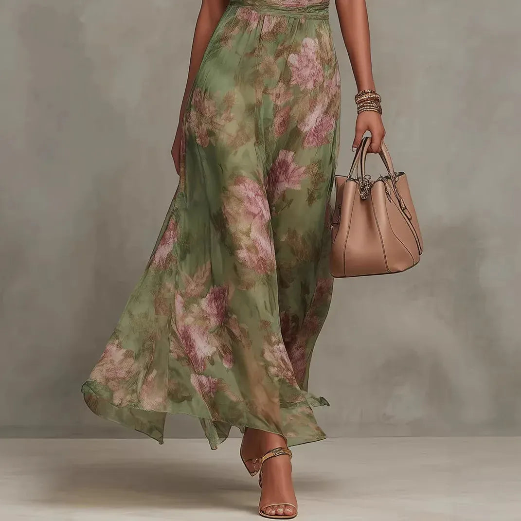 Robe d'été fluide verte à col licou
