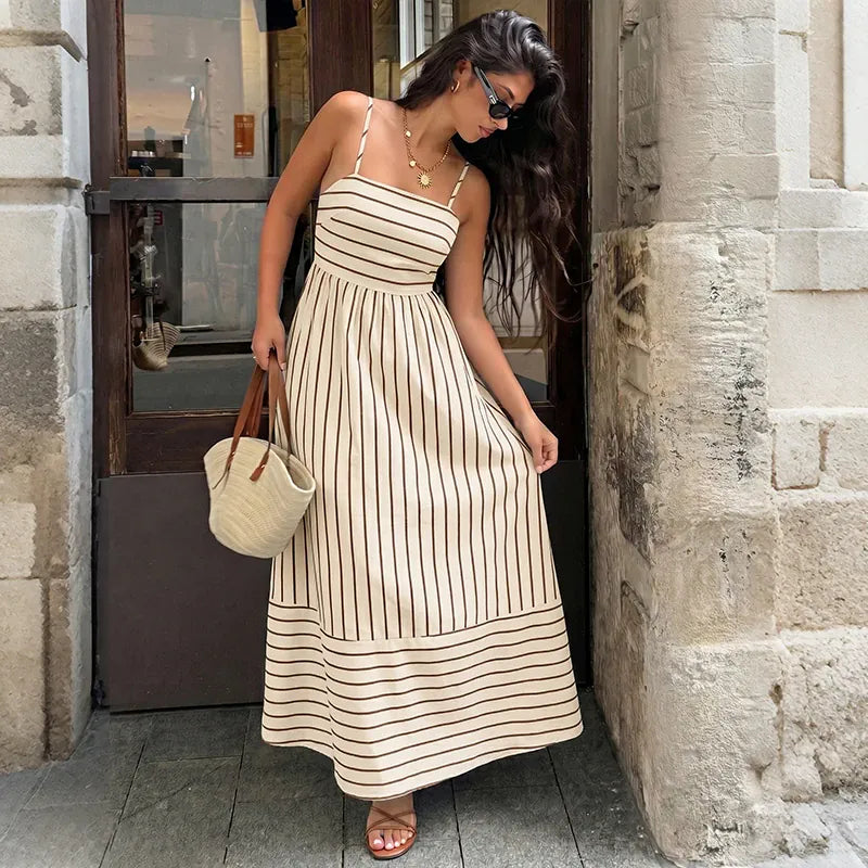 Robe d'été longue à rayures