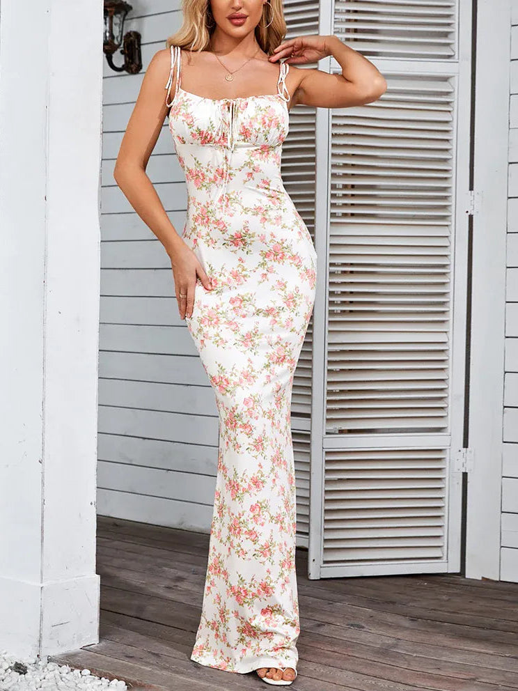 Robe d'été moulante fleurie longue