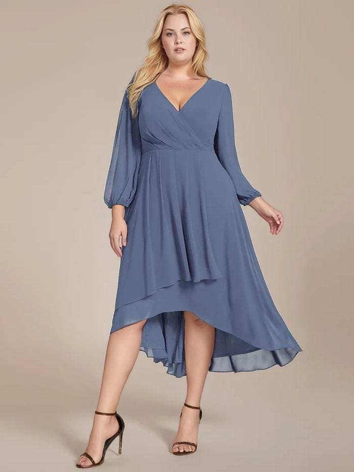 Robe de cocktail bleue grande taille