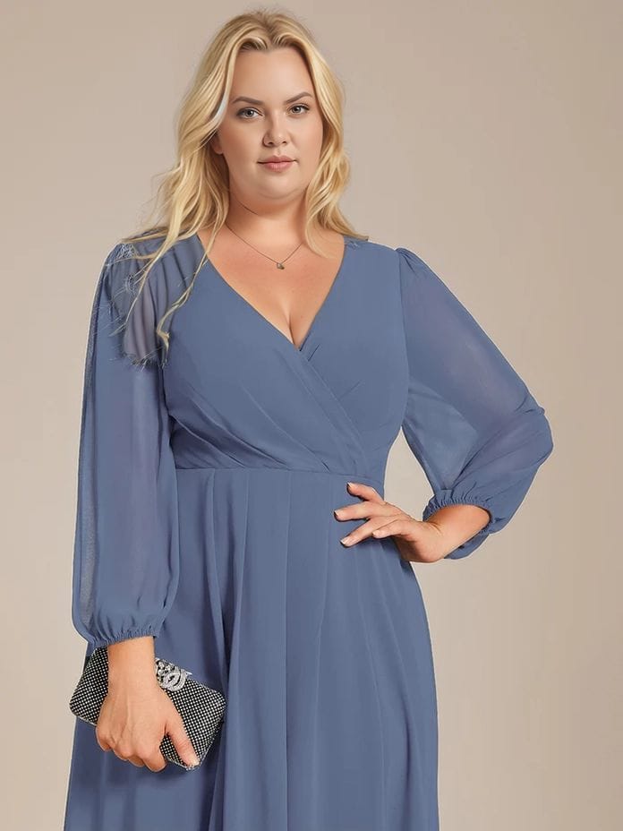 Robe de cocktail bleue grande taille