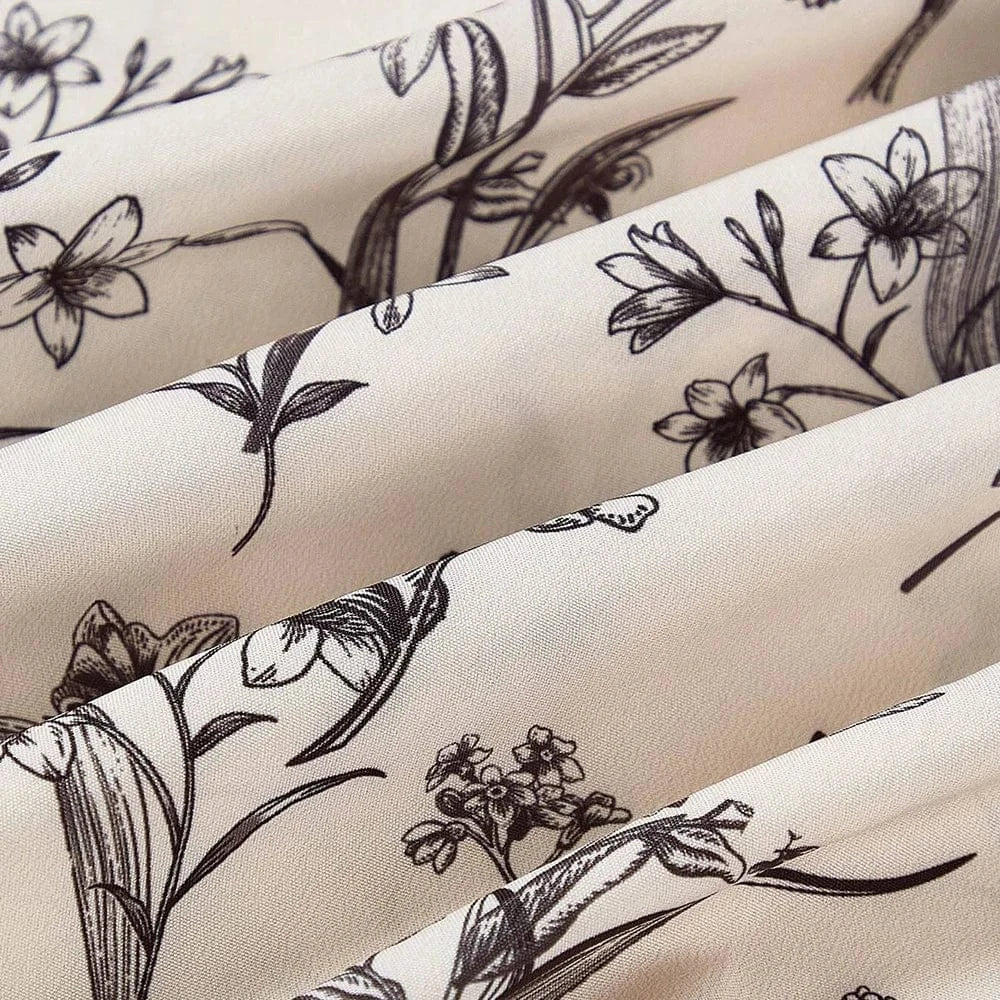 Robe fleurie champêtre blanche longue fluide femme en gaze de coton idéale pour un mariage champêtre