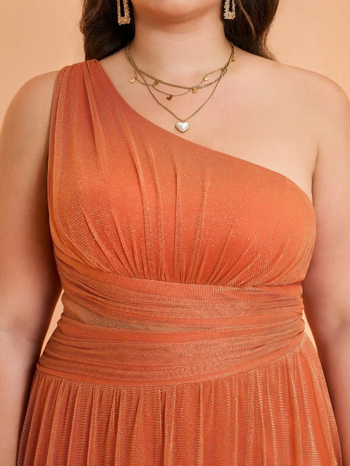 Robe de demoiselle d'honneur grande taille une épaule fendue