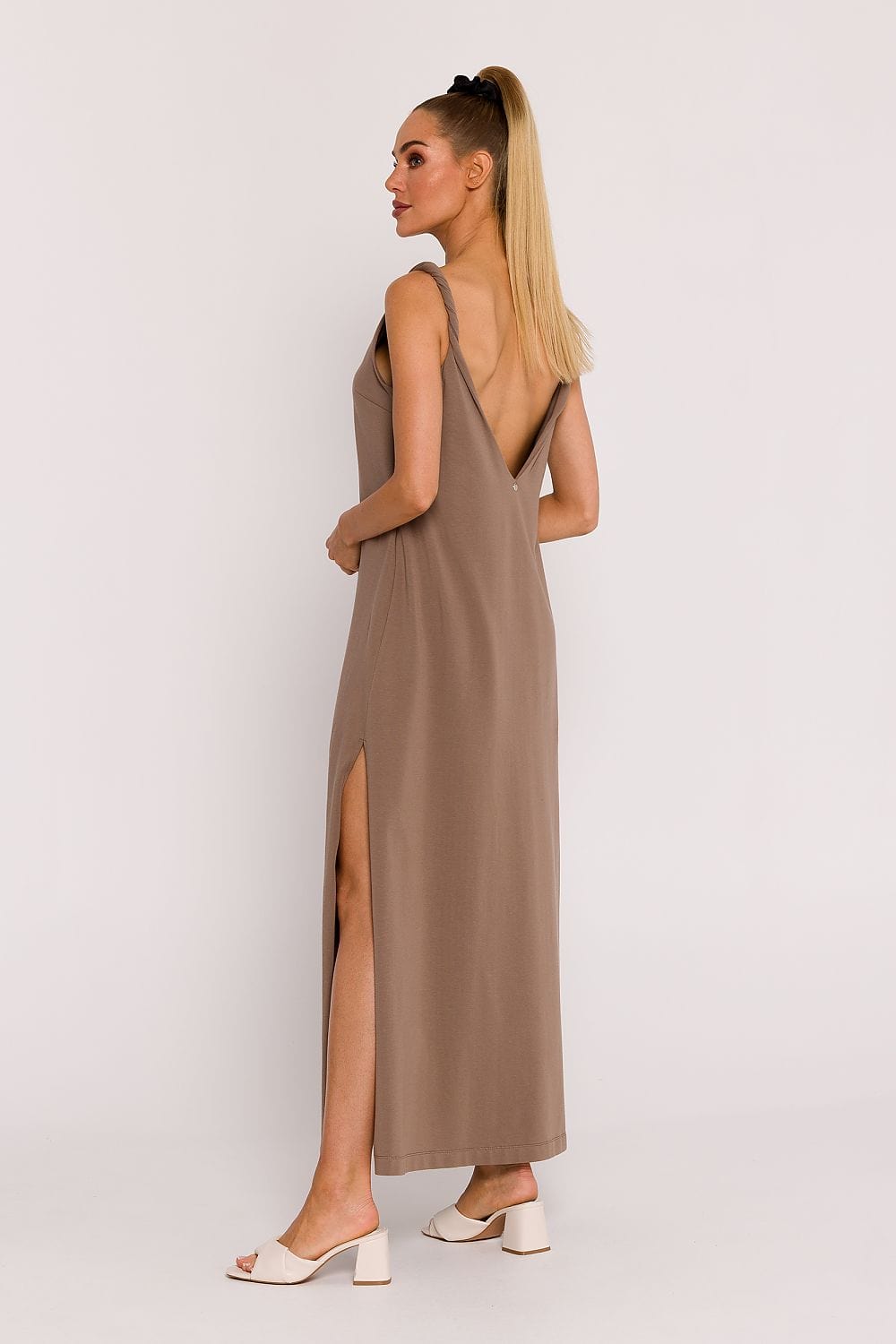 robe été longue dos nu fluide oversize chic plage verte sans manches coupe trapèze légère et tendance