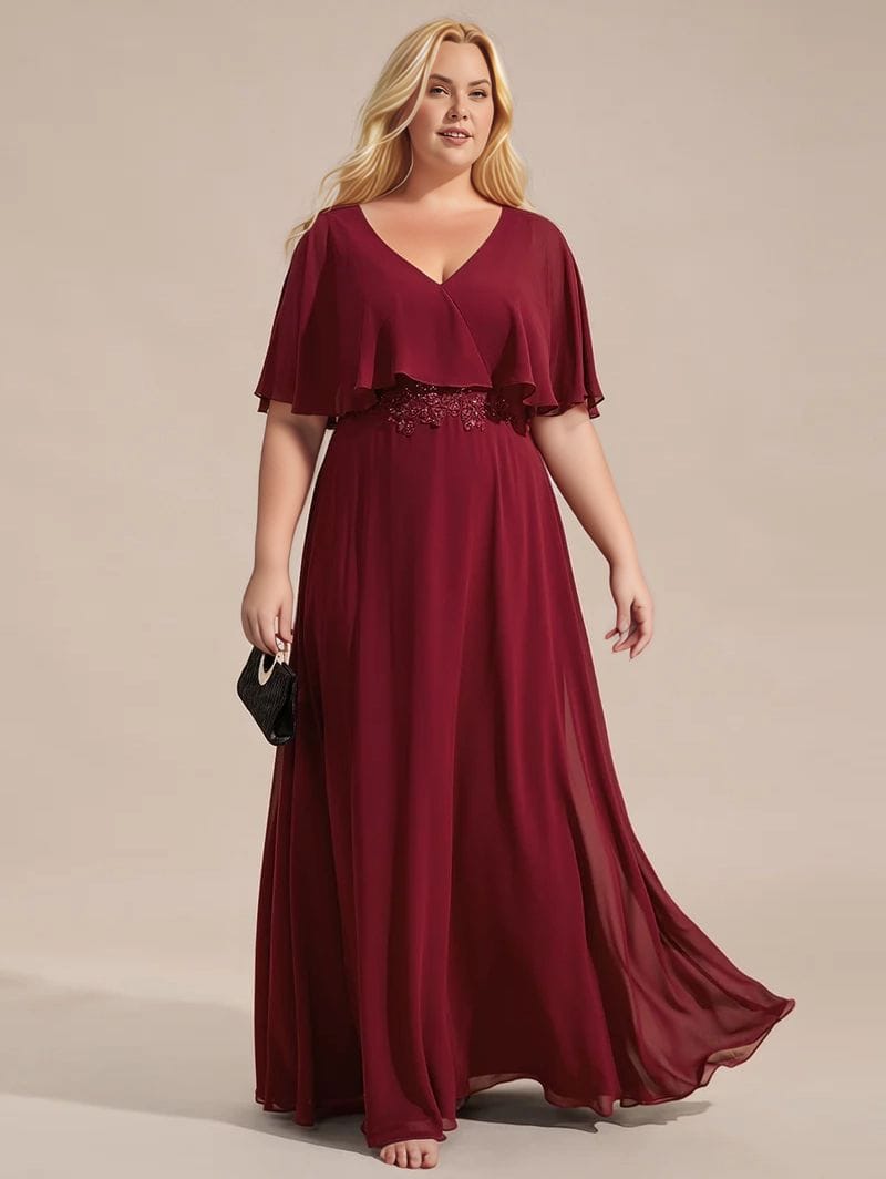 Robe de soirée bordeaux longue grande taille