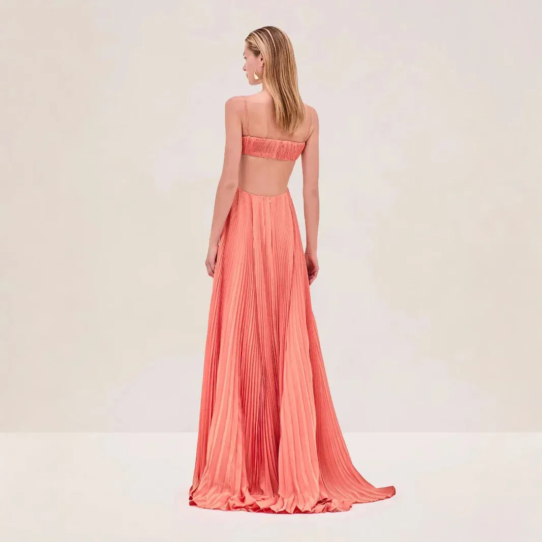 Robe de soirée dos nu longue plissée