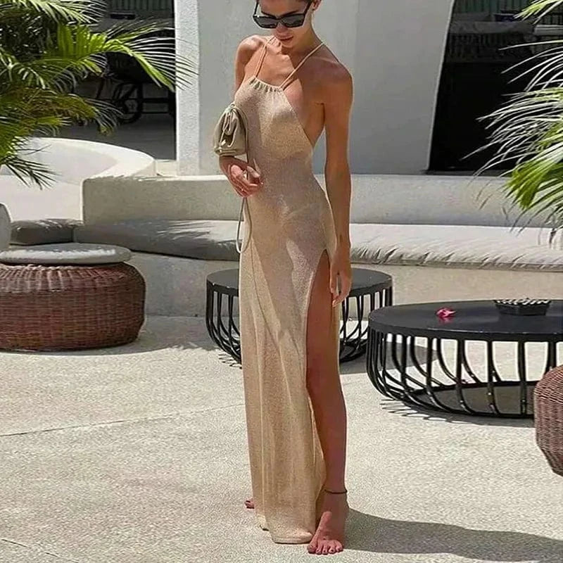 robe de soirée sexy dos nu été longue moulante sans manches rouge élégante pour occasion chic