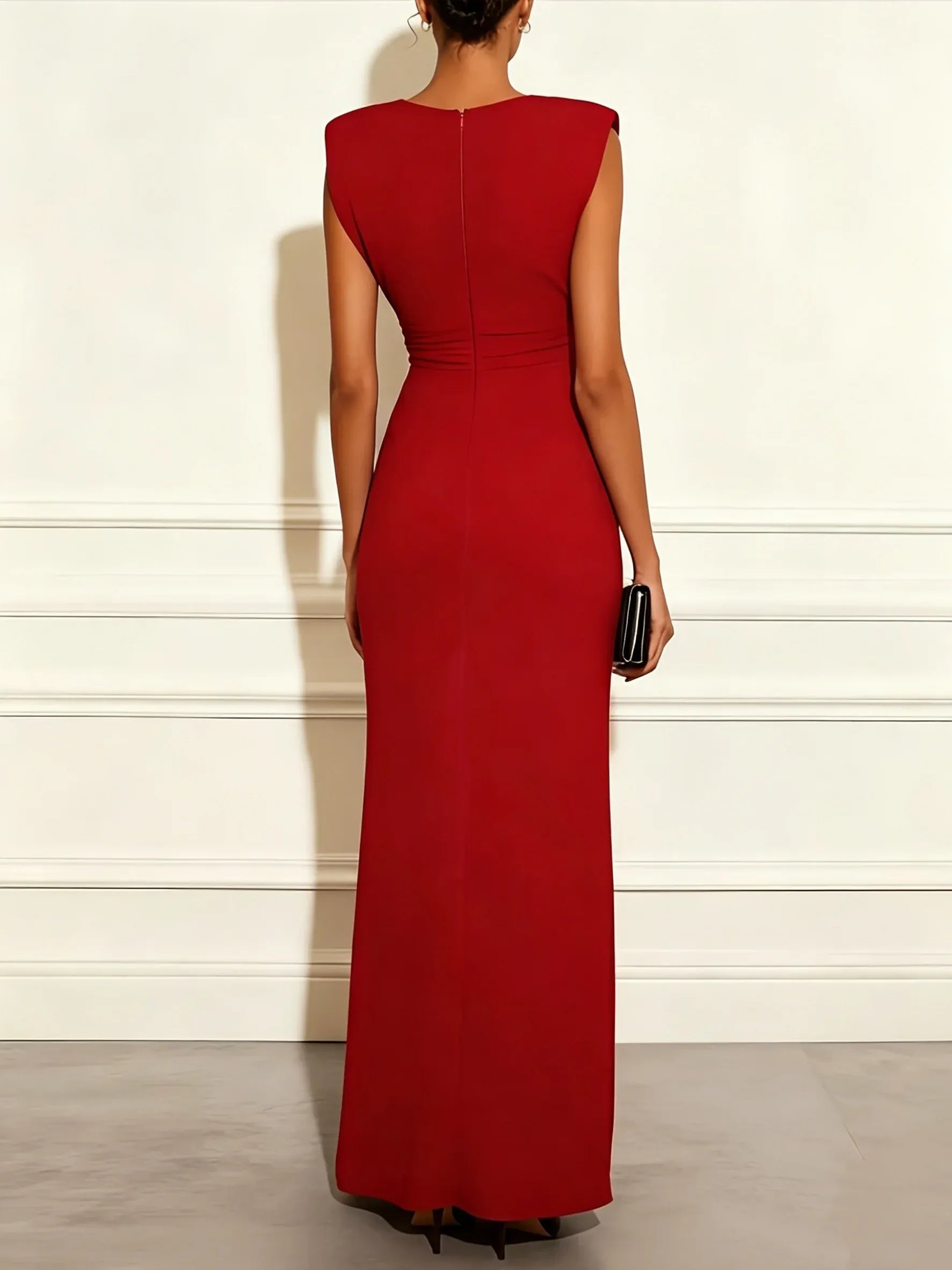 Robe de soirée maxi rouge fendue