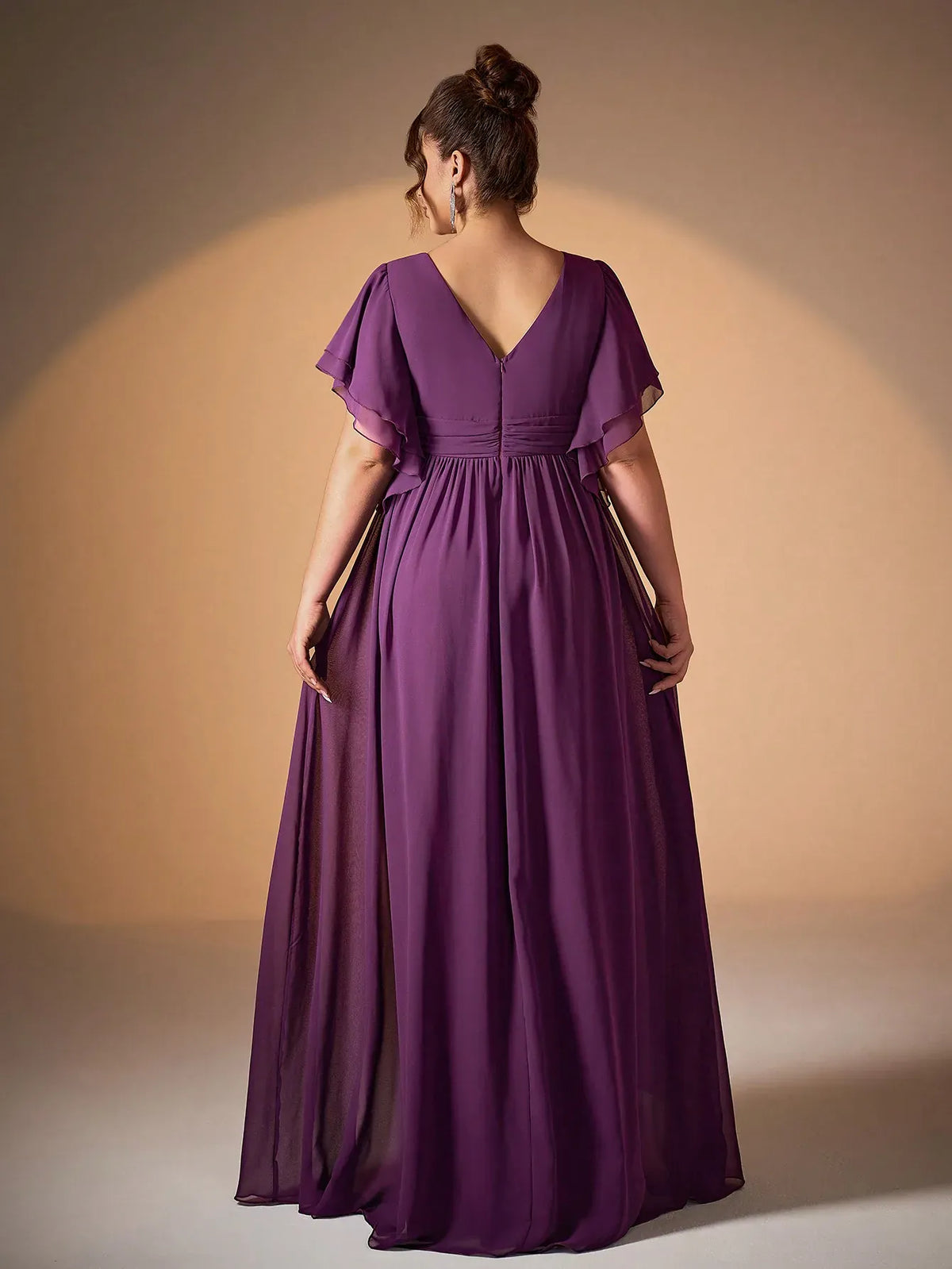 Robe demoiselle d'honneur grande taille fendue violette
