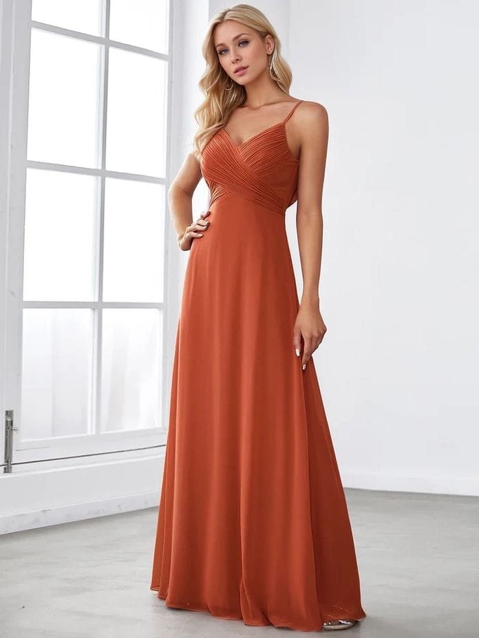 Robe demoiselle d'honneur terracotta longue dos ouvert