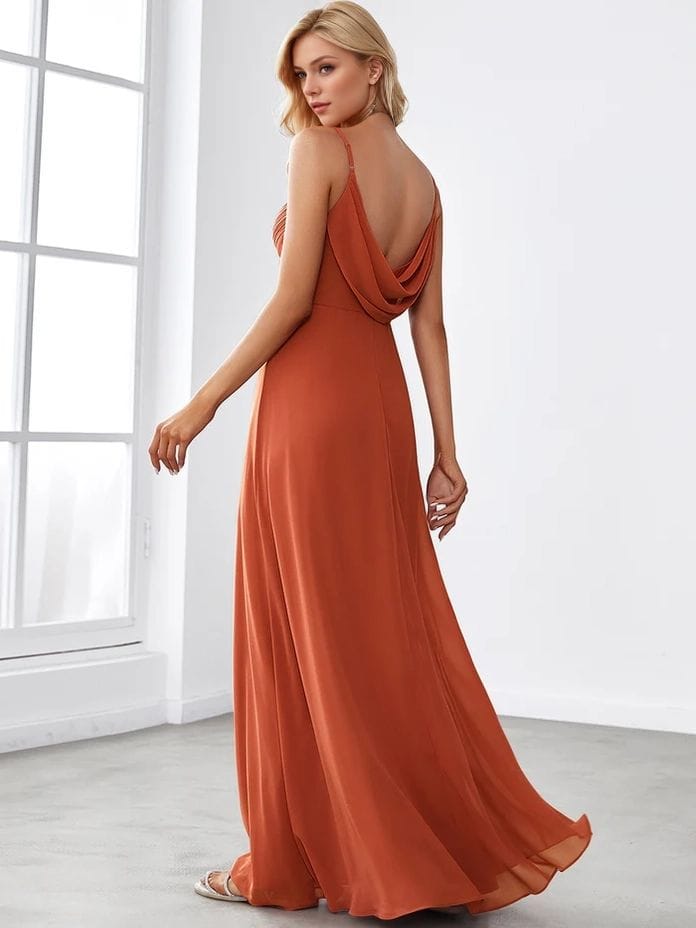 Robe demoiselle d'honneur terracotta longue dos ouvert