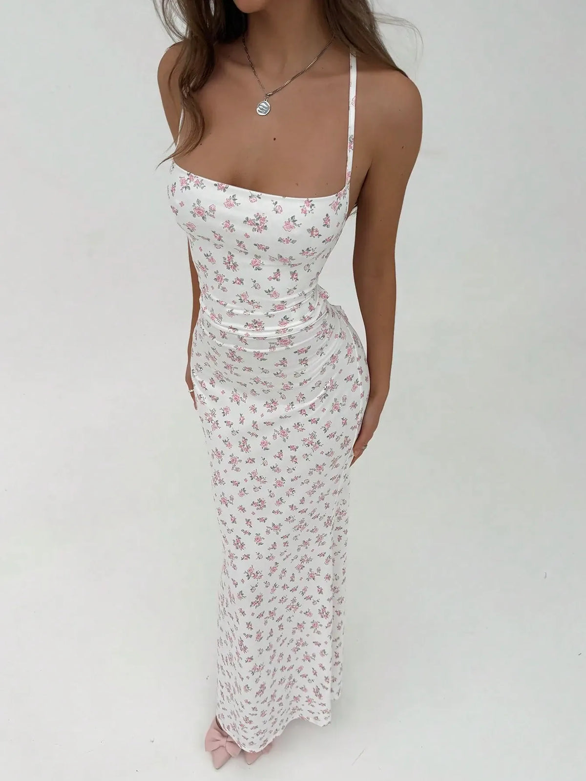 Robe dos nu moulante à imprimé floral