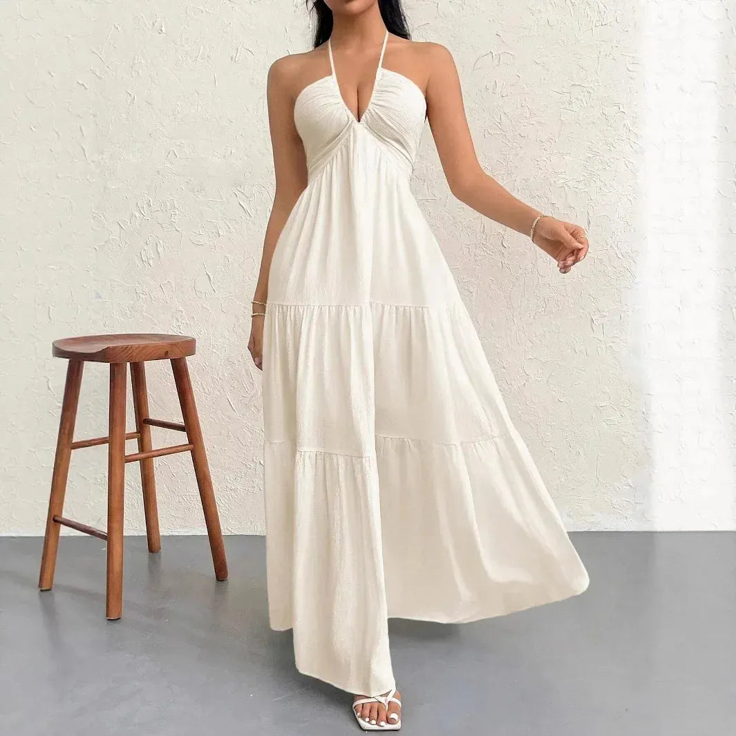 Robe été blanche bohème longue dos nu