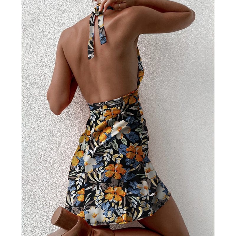 robe été courte fleurie dos nu style bohème parfait pour une journée ensoleillée ou un cocktail d'été