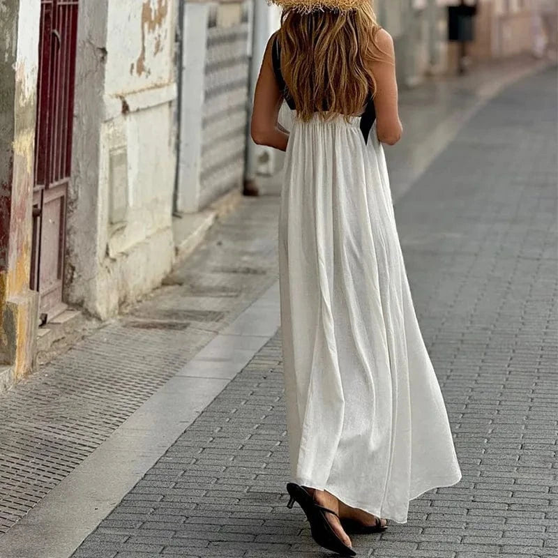 robe été bohème dos nu longue fluide couleur claire pour mariage invité champêtre ou plage