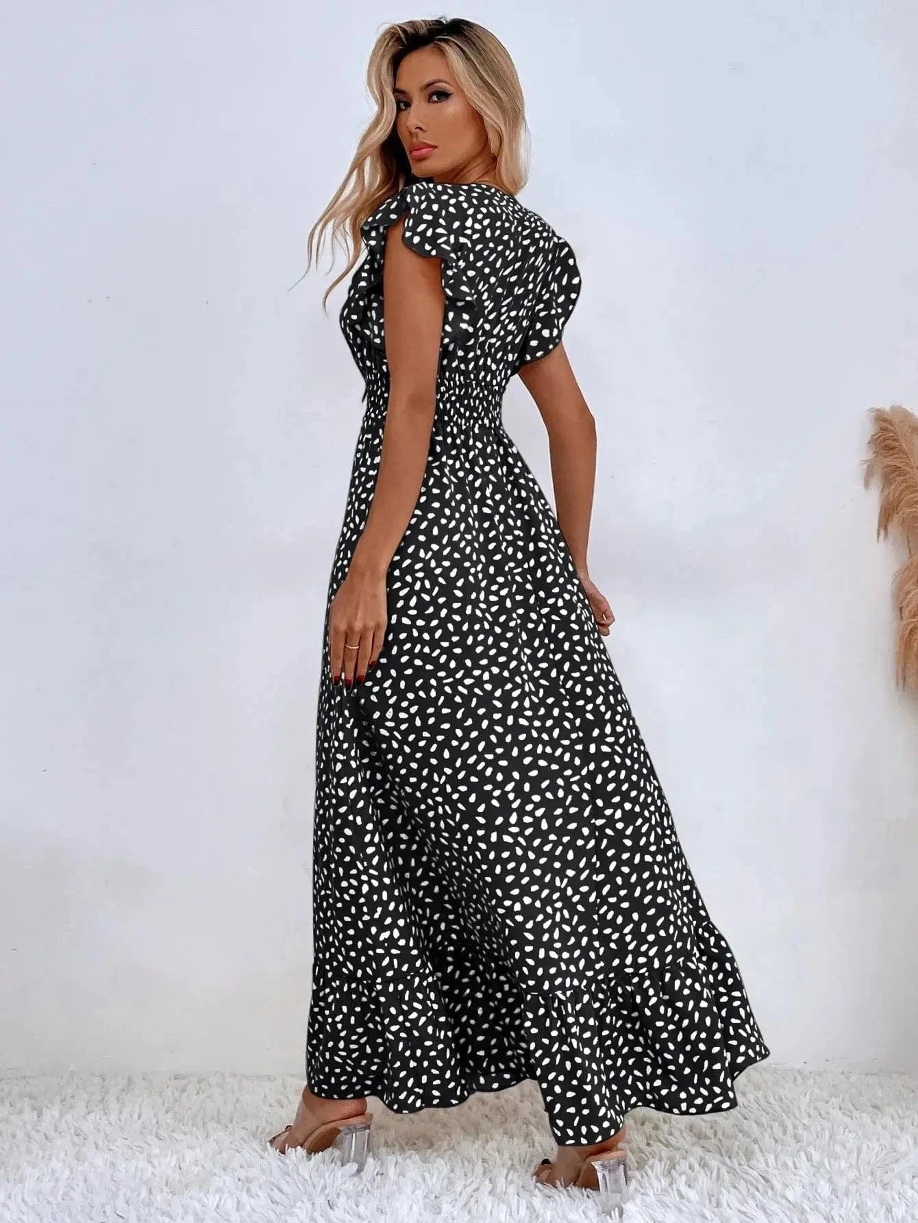 robe été bohème longue fluide manches courtes trapèze pour mariage invité chic ou promenade plage