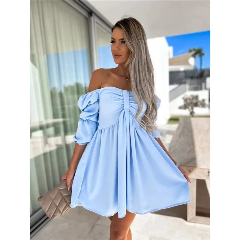 robe été courte fluide épaules dénudées chic plage trapèze légère sans manches pour femme moderne