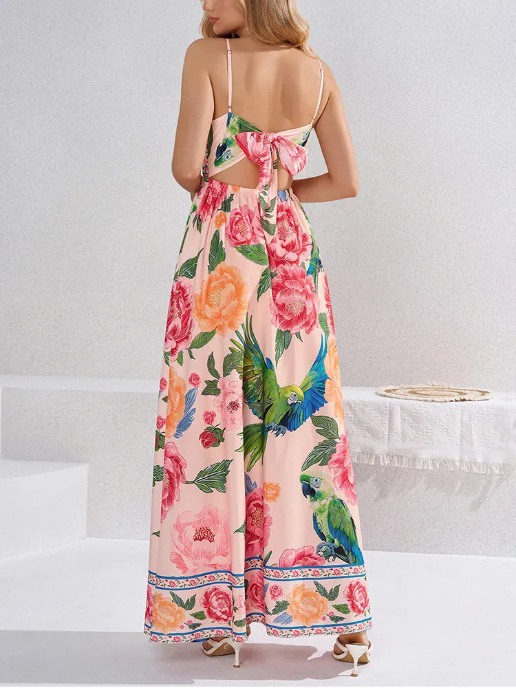 Robe été longue bohème à imprimé floral