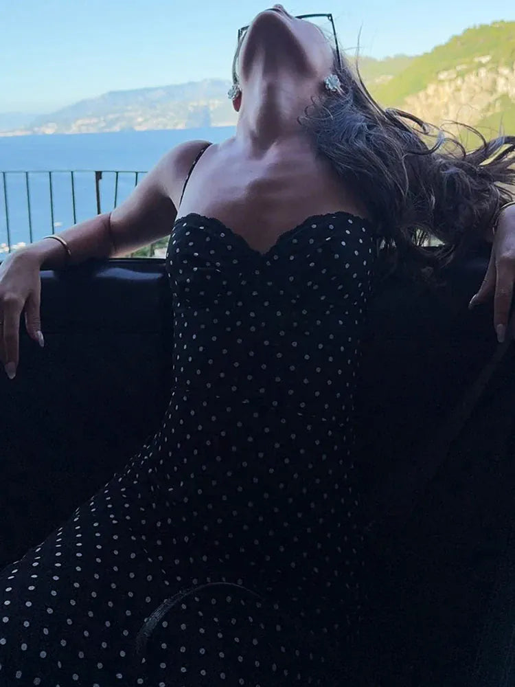 Robe été motif à pois et bretelles fines