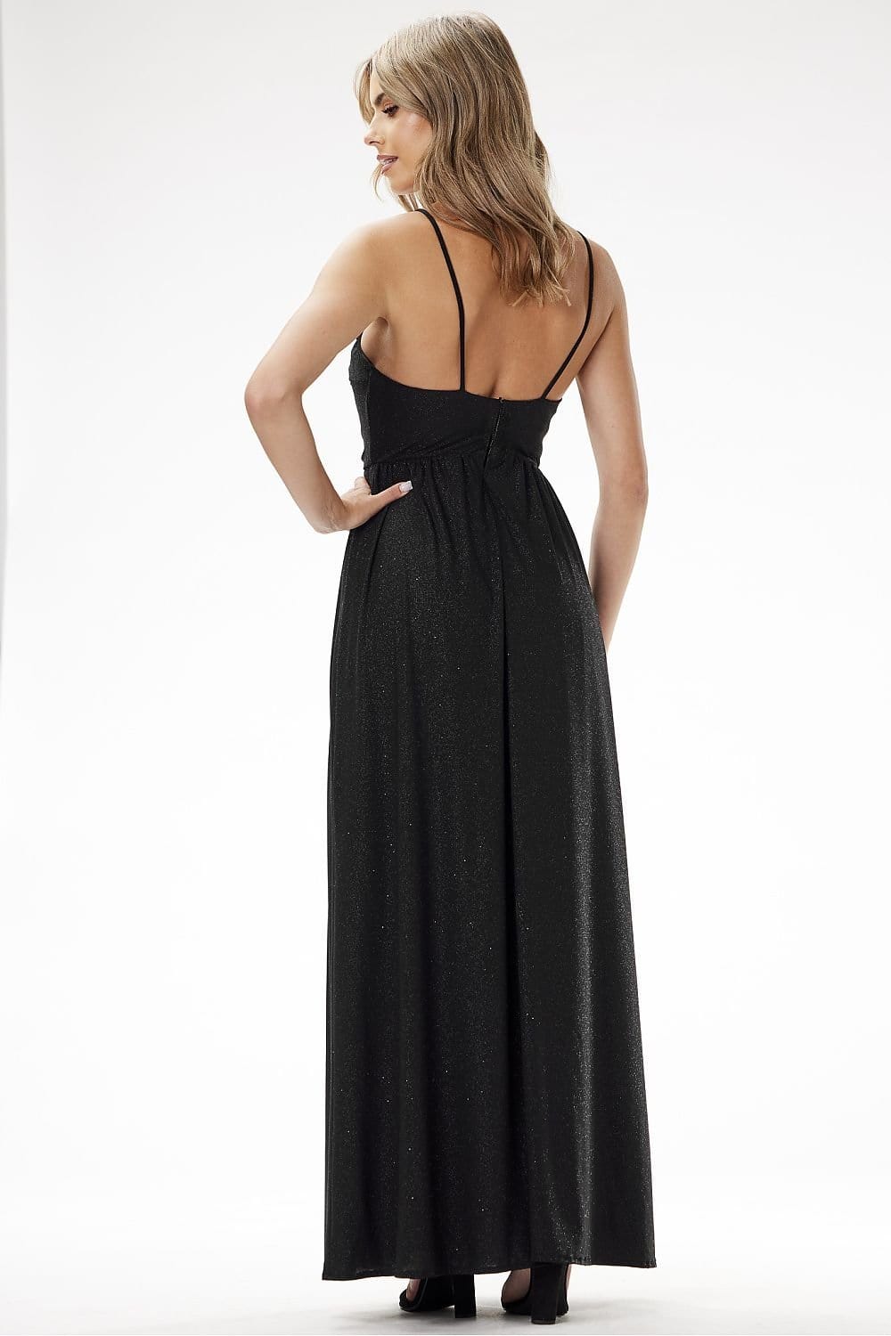 robe soirée sequin longue fendue chic gala dorée moulante décolleté sans manches