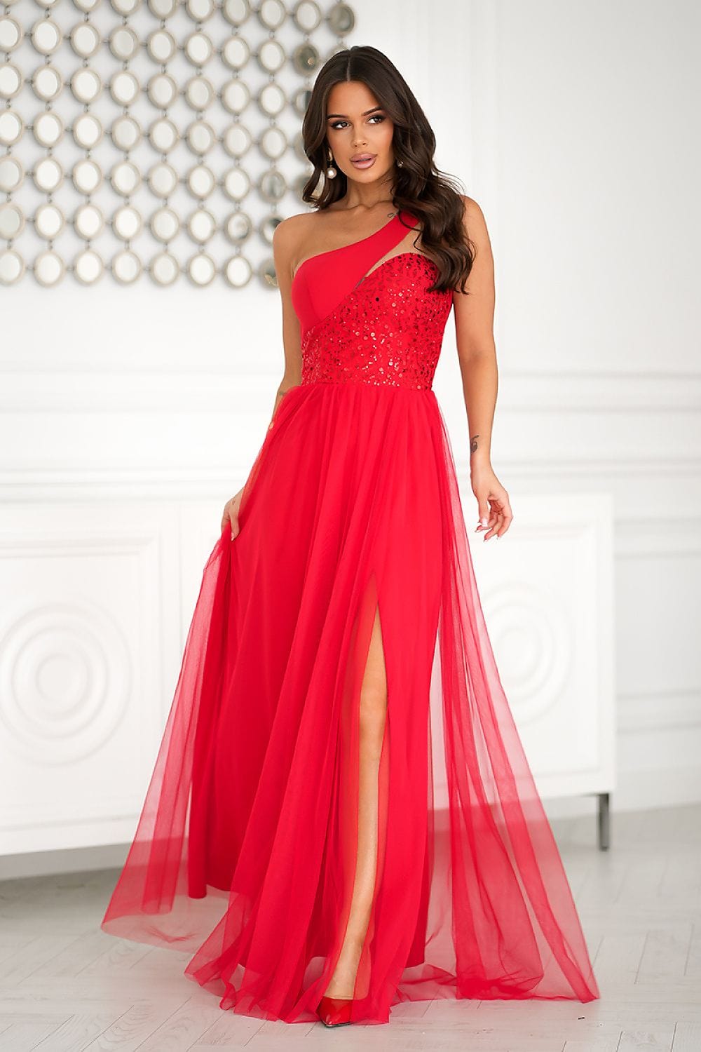robe de bal soir fendue longue haut pailleté chic élégante pour soirée ou gala festive