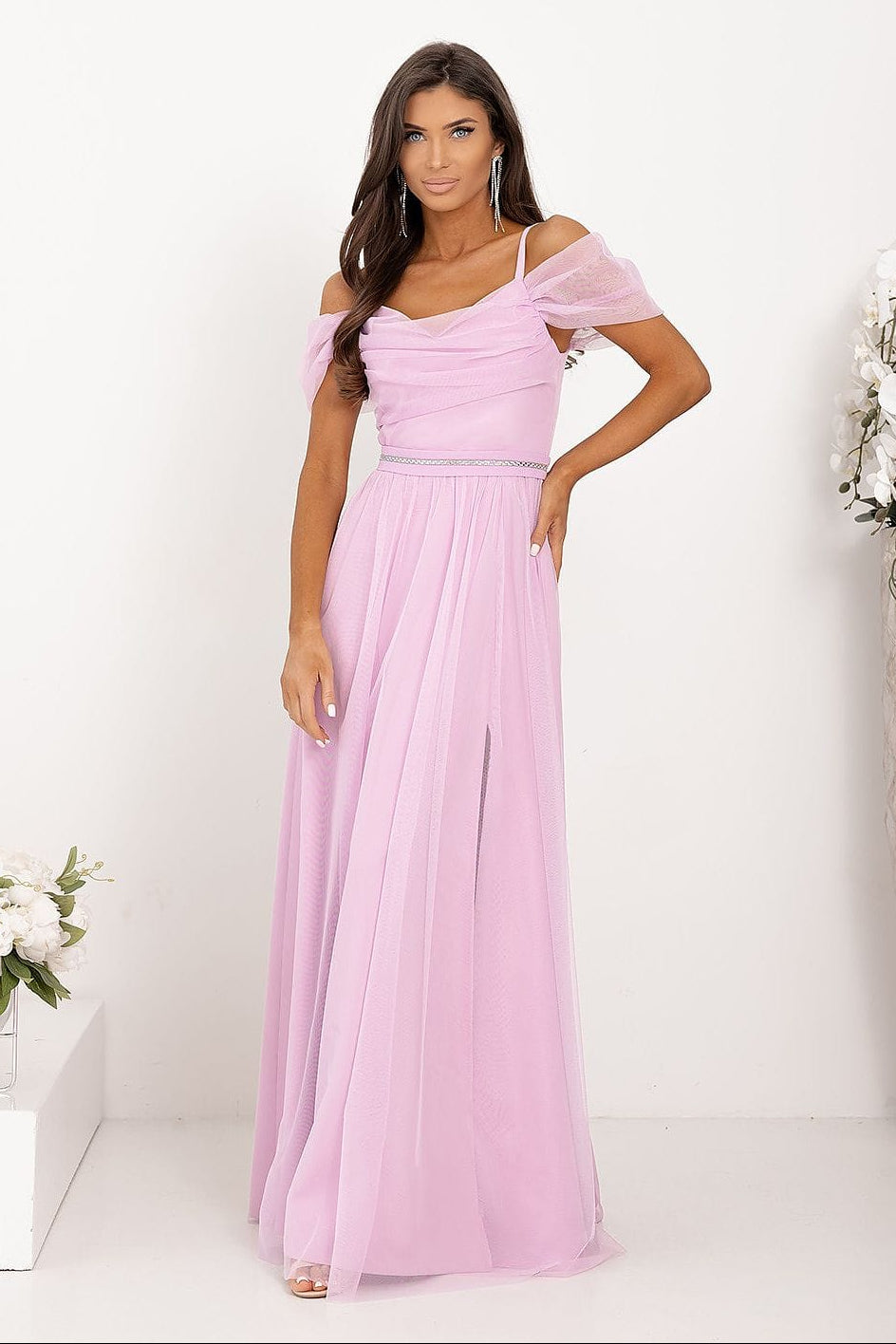 Robe longue demoiselle d’honneur bohème rose manches courtes fluide élégante pour mariage été chic