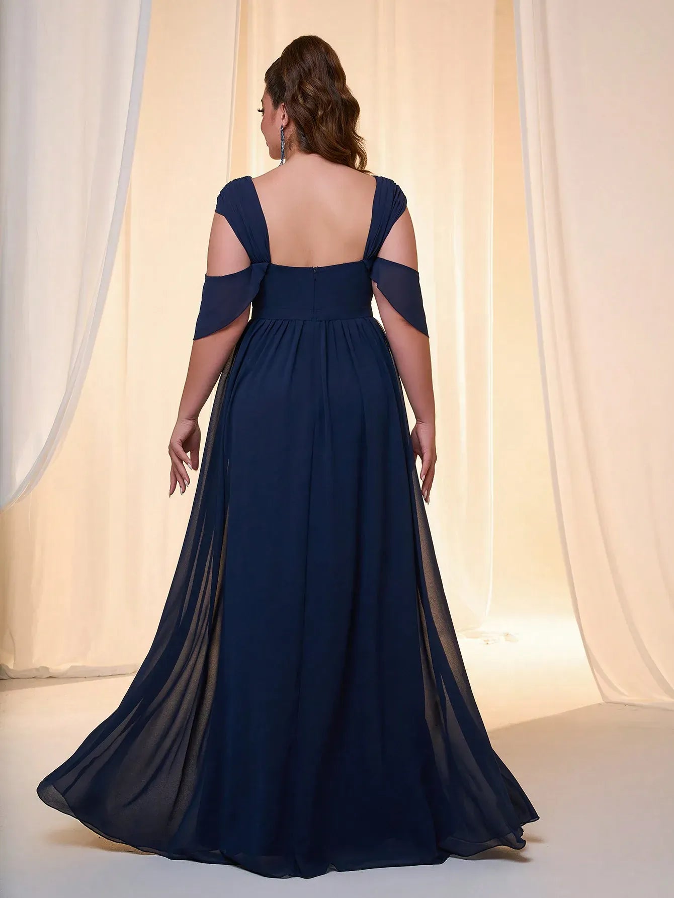 Robe pour invitée au mariage bleue longue grande taille