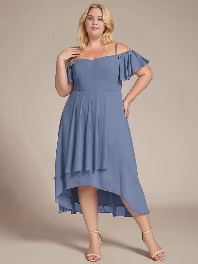 Robe pour invitée au mariage grande taille bleue