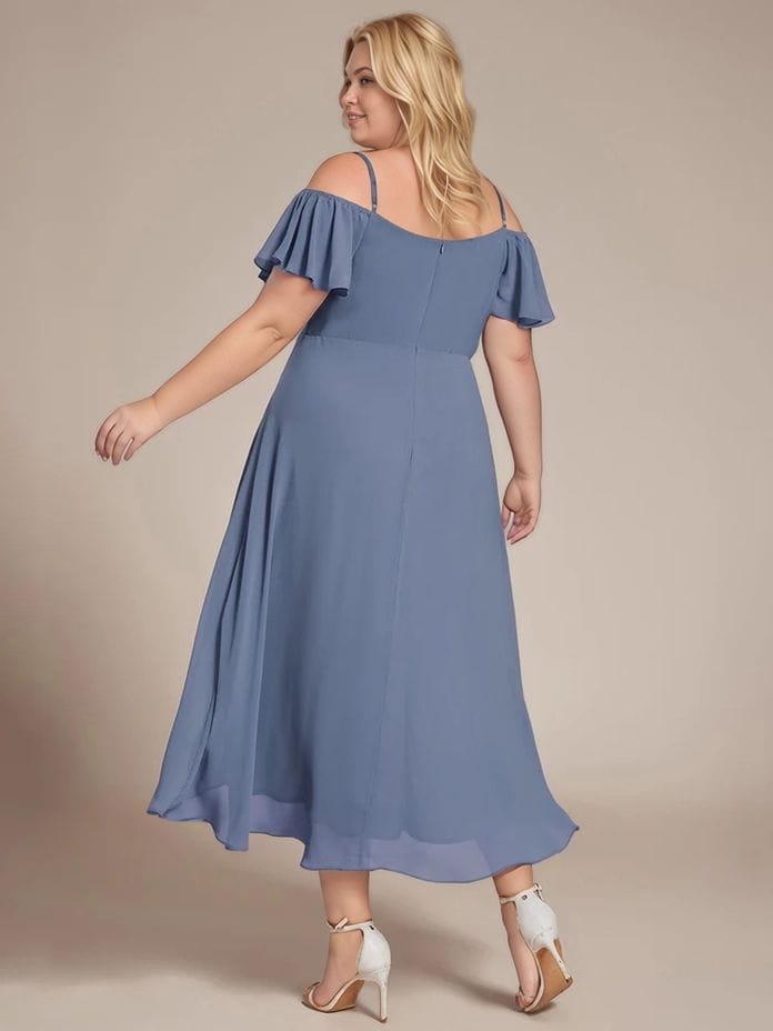 Robe pour invitée au mariage grande taille bleue