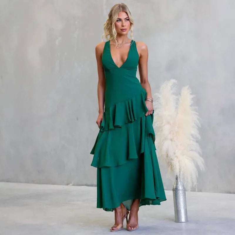 Robe pour unvitée au mariage dos nu fluide