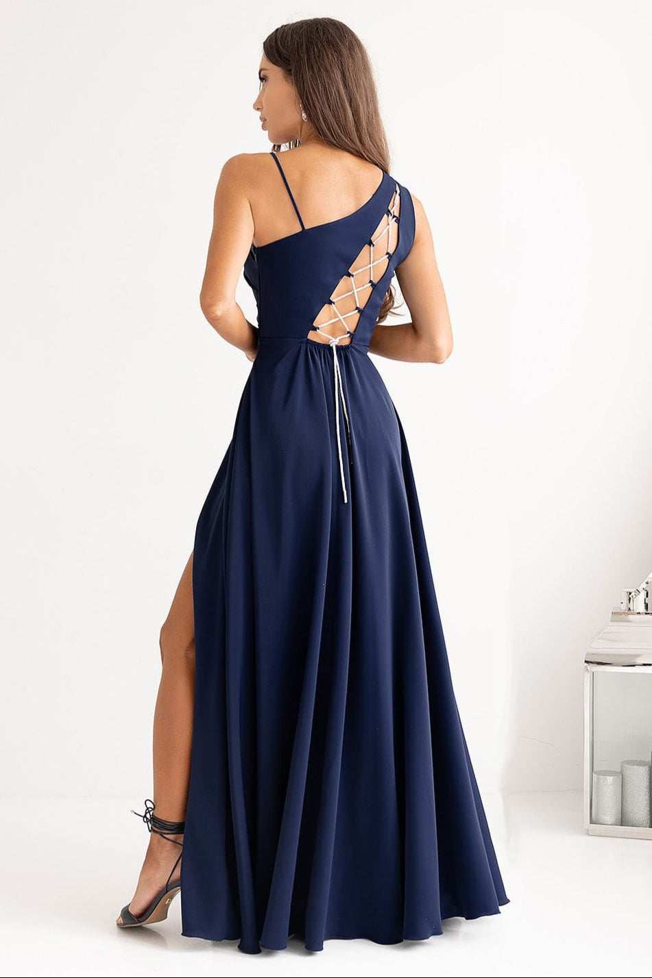 robe demoiselle d'honneur chic longue fendue élégante pour mariage invité été manches courtes