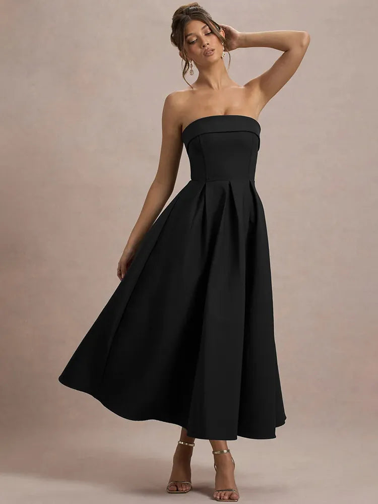 Robe trapèze midi bustier