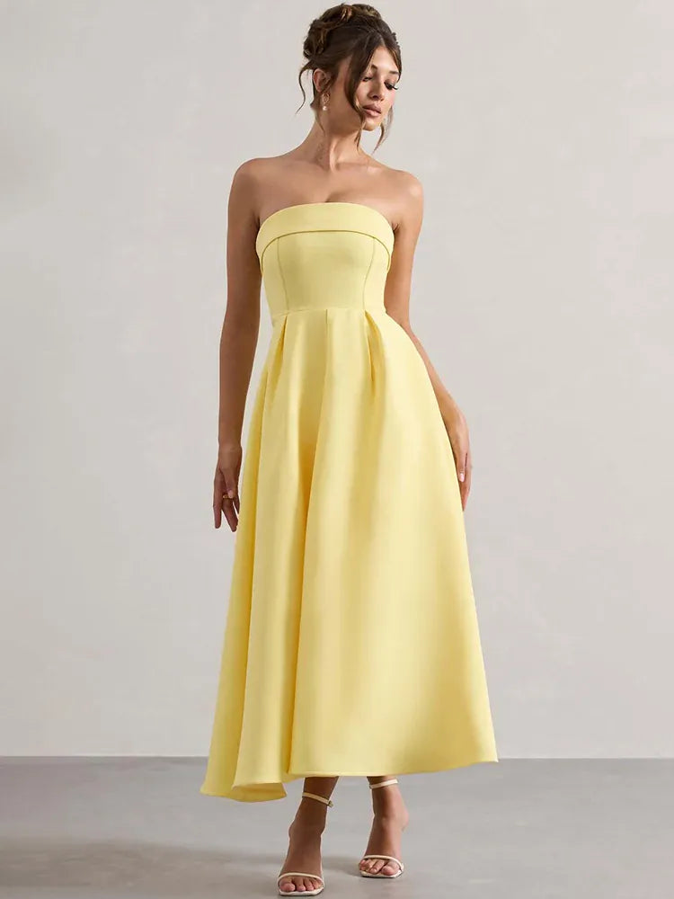 Robe trapèze midi bustier