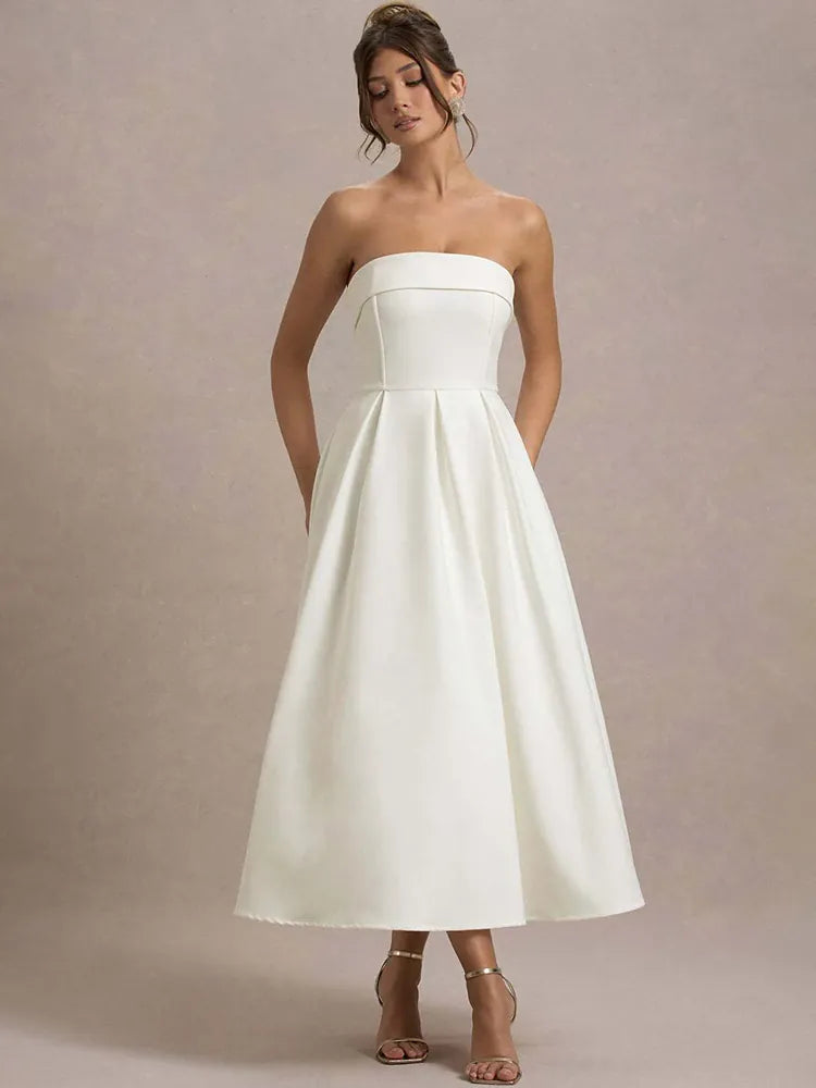Robe trapèze midi bustier