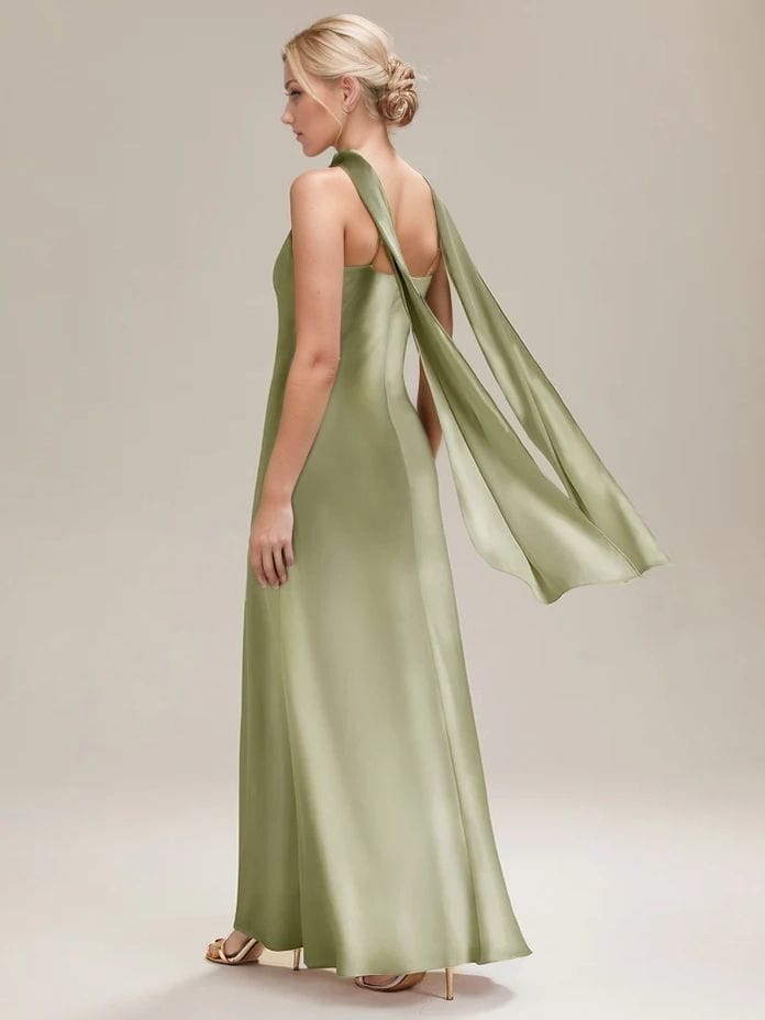 Robe verte longue pour soirée de mariage