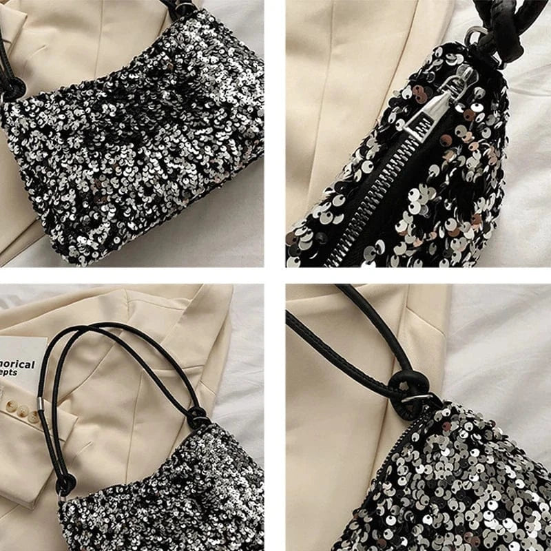 sac à main soirée paillette argentée élégant pour mariage chic ou soirée festive tendance