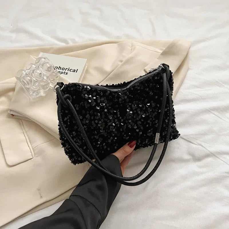 sac à main soirée paillette noire chic pour mariage invité ou soirée élégante festive