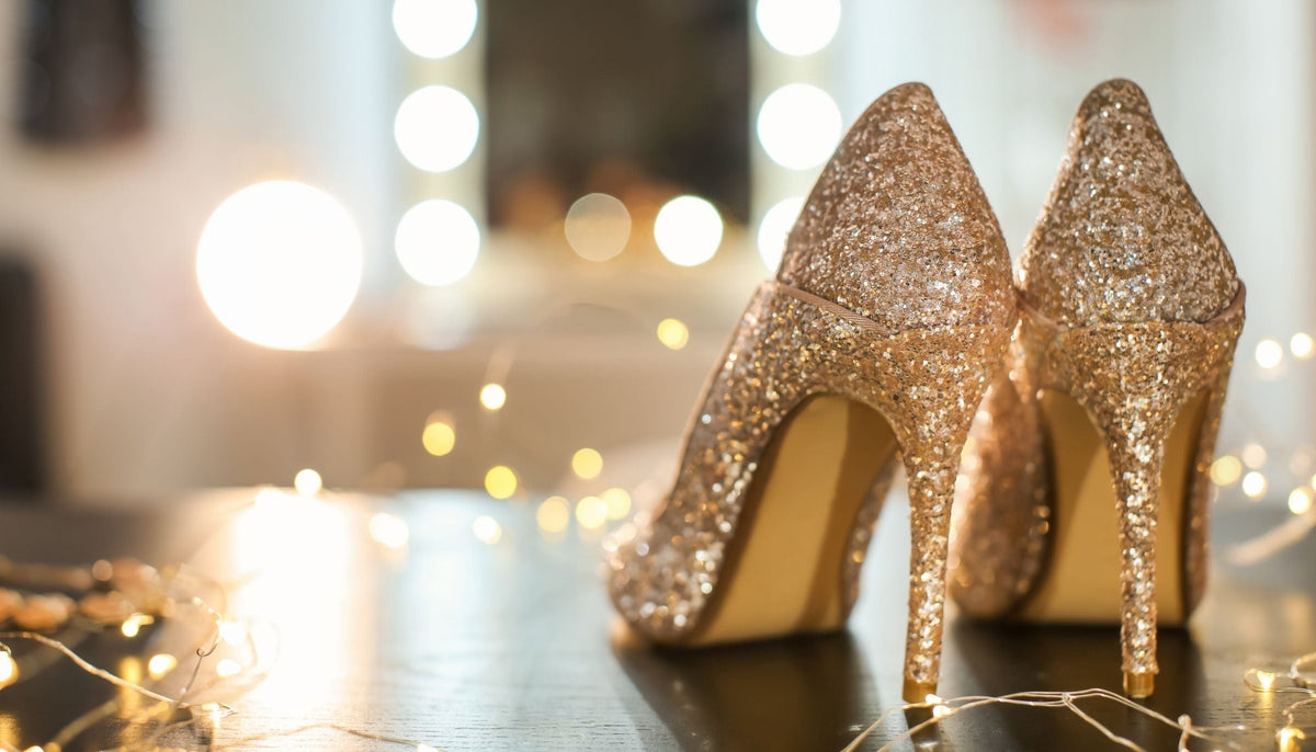 chaussures robe dorée 