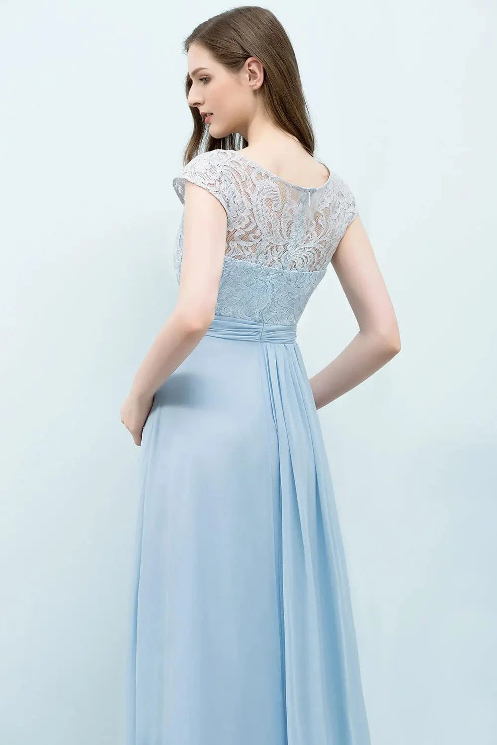 robe demoiselle d'honneur longue fluide bohème mariage invité rose poudré silhouette trapèze