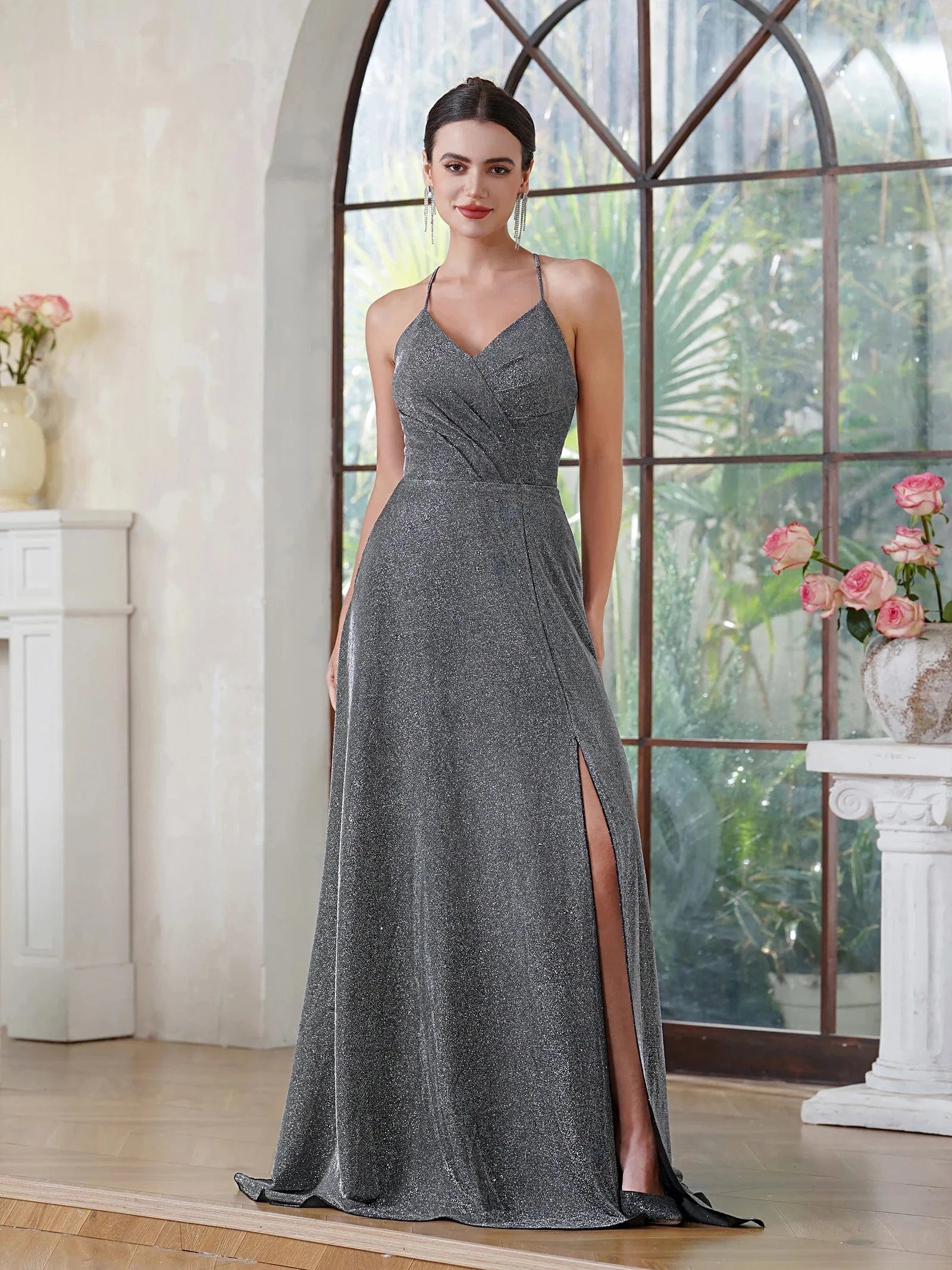 robe de soirée dos nu longue fendue chic élégante idéale pour gala ou mariage en été