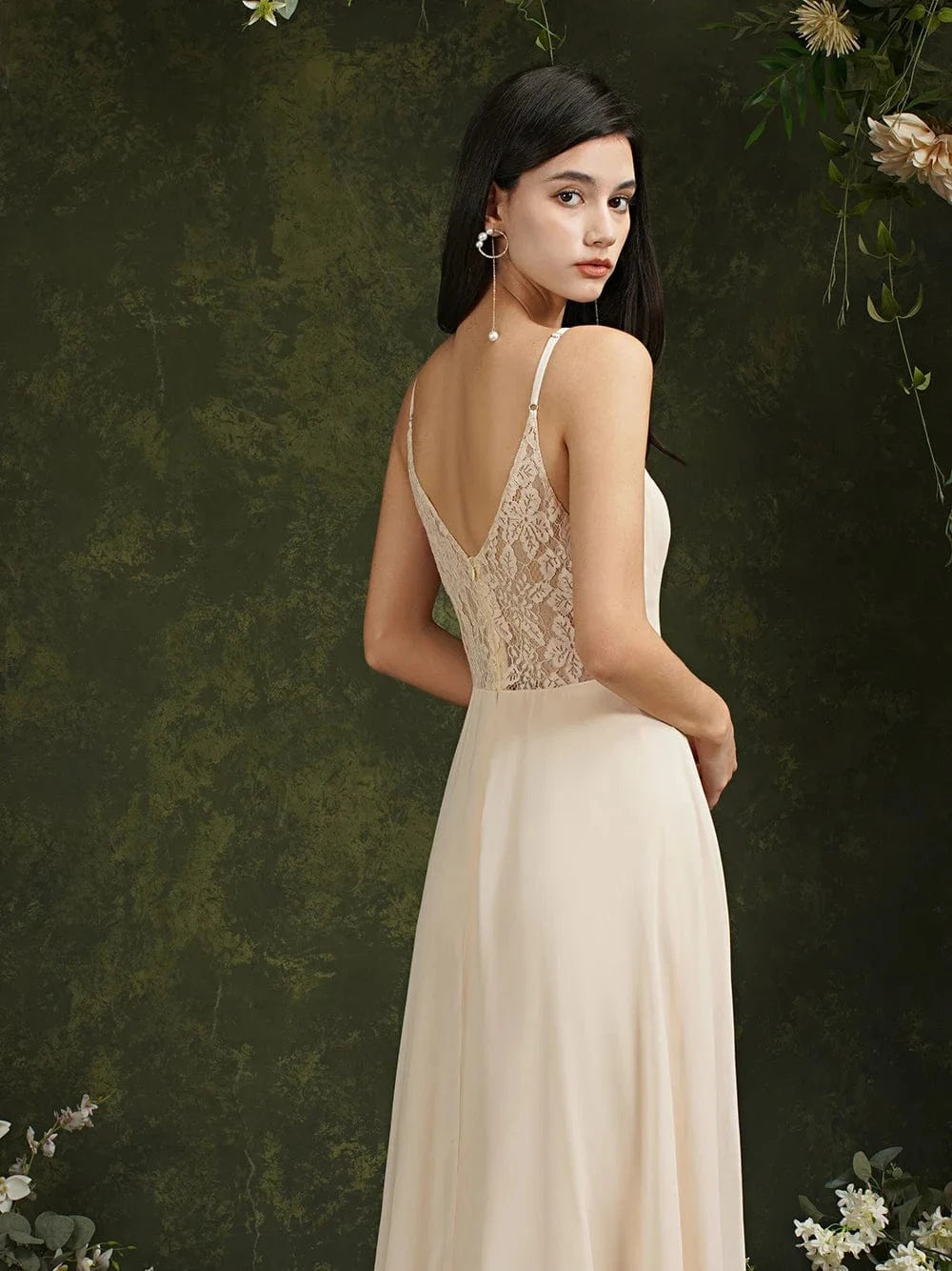 robe mariage invitée chic longue évasée bleu dos nu sans manches idéale pour cérémonie d'été