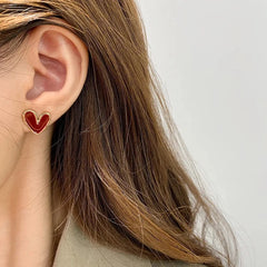 Boucles d’oreilles cœur bordeaux