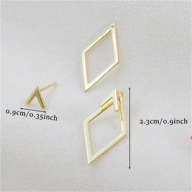 boucles d’oreilles losange dorées chic et élégantes pour soirée ou mariage style minimaliste
