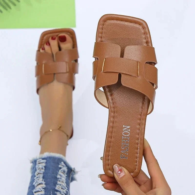 Claquettes été femme terracotta casual en maille avec semelle épaisse et bride croisée confortable