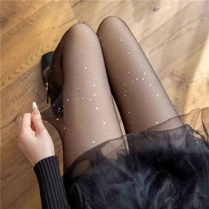 collant pailleté soirée chic noir moulant transparent avec effet brillant pour soirée ou nouvel an
