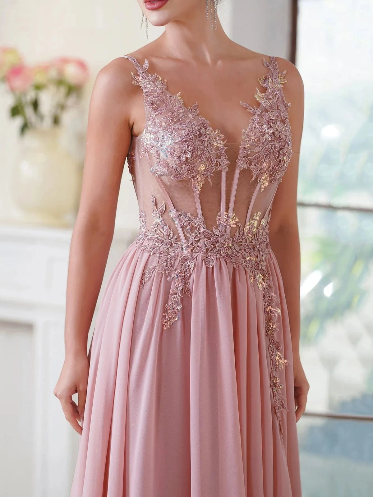 robe de soirée longue princesse fluide pour mariage invitée chic en mousseline élégante et habillée