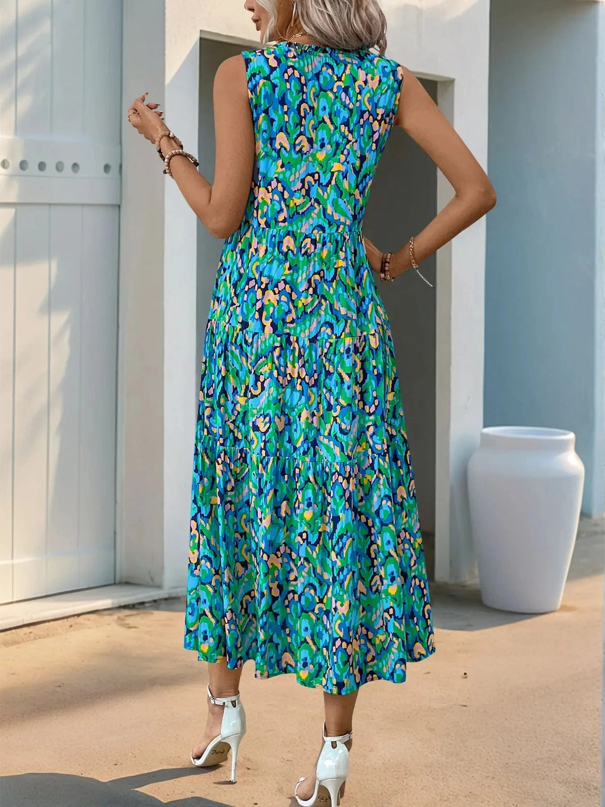 robe bohème fleurie sans manches longue été trapèze pour invité mariage champêtre ou été casual